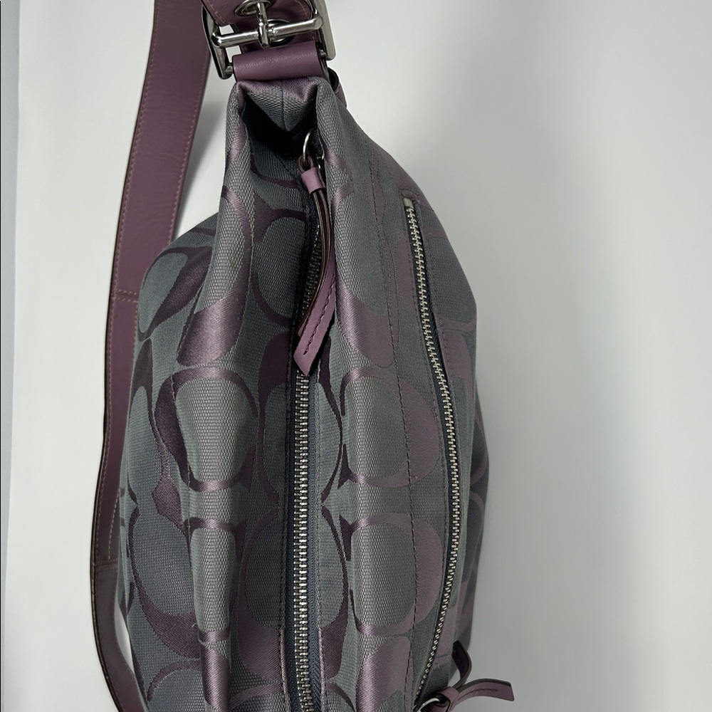 Coach Jacquard Shoulder Bag in Plum and Gray - Picture 3 of 3